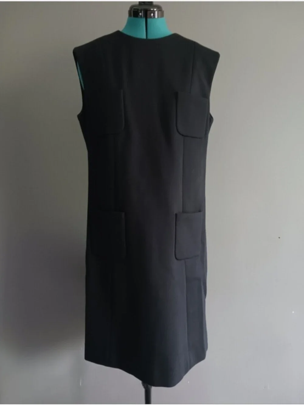 Chanel Uniform Black Laine Wool Blended  Dress Size 42